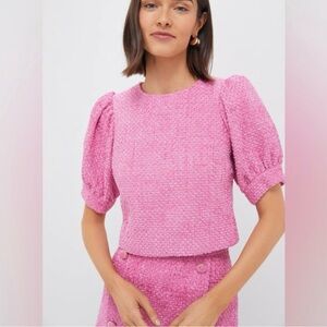 Hyacinth House top, pink tweed, size small
